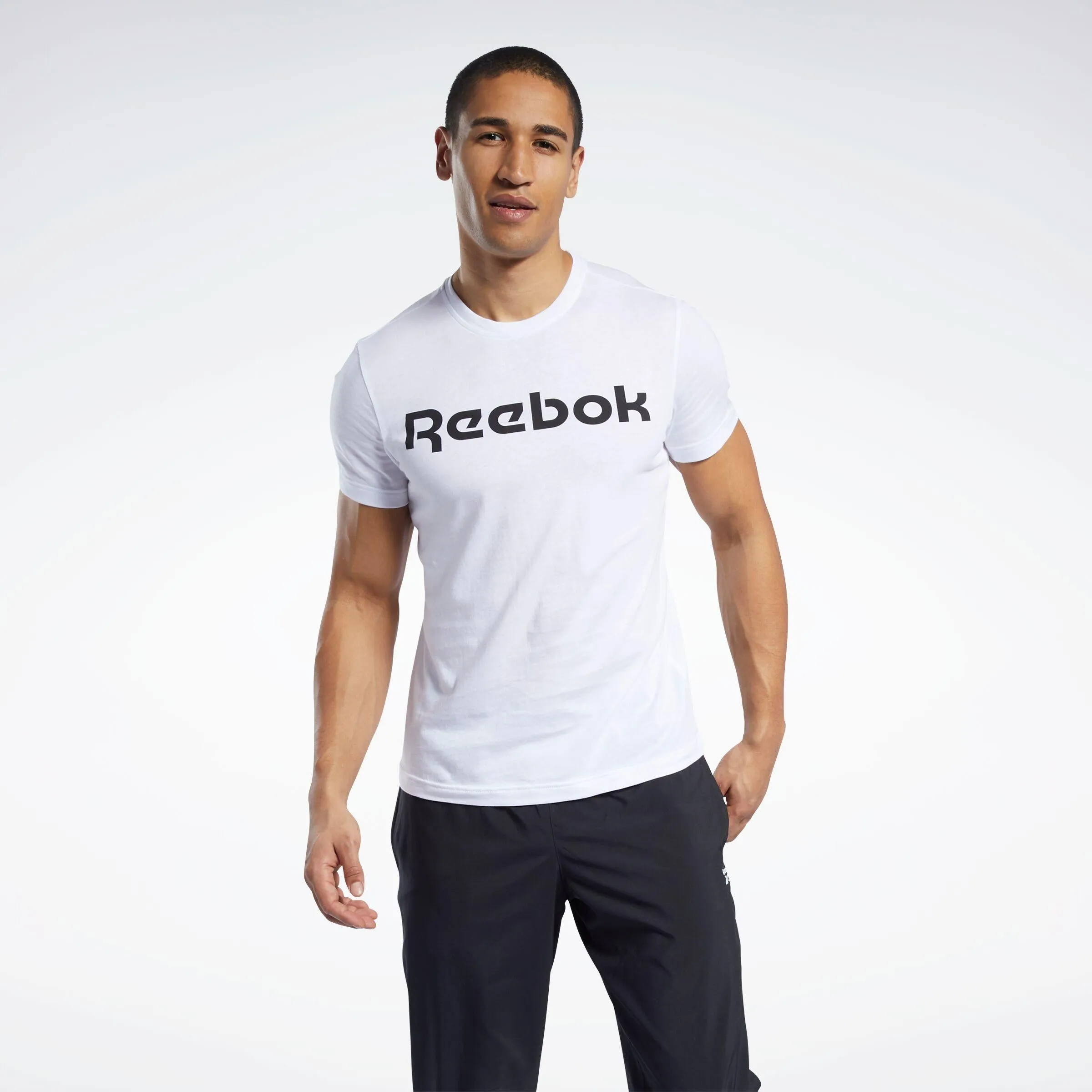 Reebok Apparel Men Graphic Series Linear Logo T-Shirt WHITE sold by Reebok