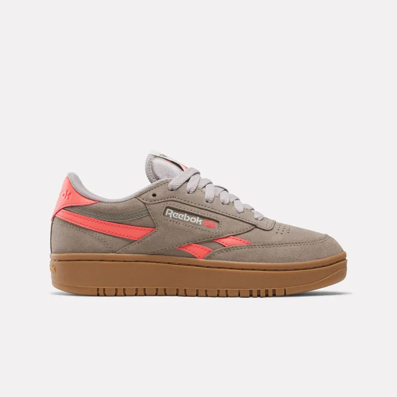 Reebok Footwear Women Club C Double Revenge Shoes GRITTY GREY/SUNSET CORAL/GUM sold by Reebok