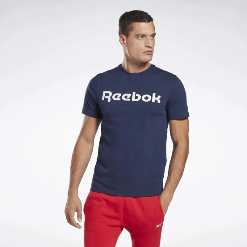 Reebok Apparel Men Graphic Series Linear Logo T-Shirt VECNAV/WHITE sold by Reebok