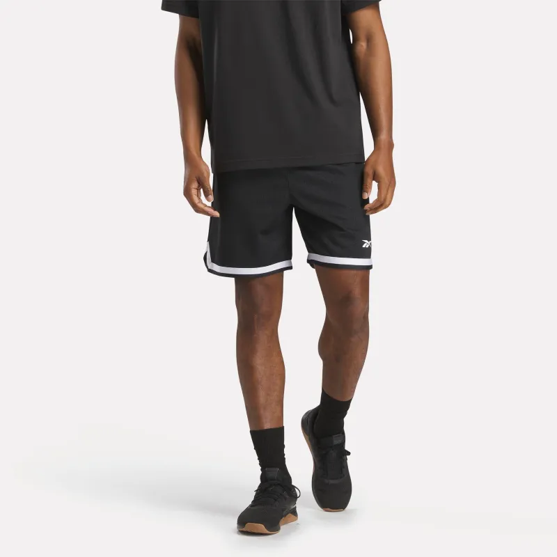 Reebok Apparel Men Basketball Transition Shorts 7" BLACK/WHITE made by Reebok