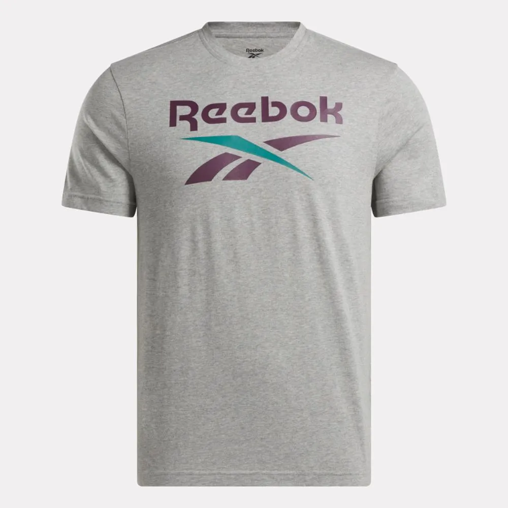 Reebok Apparel Men Reebok Identity Big Stacked Logo T-Shirt MGREYH/MIDNIGHT PLUM sold by Reebok product image thumbnail 4