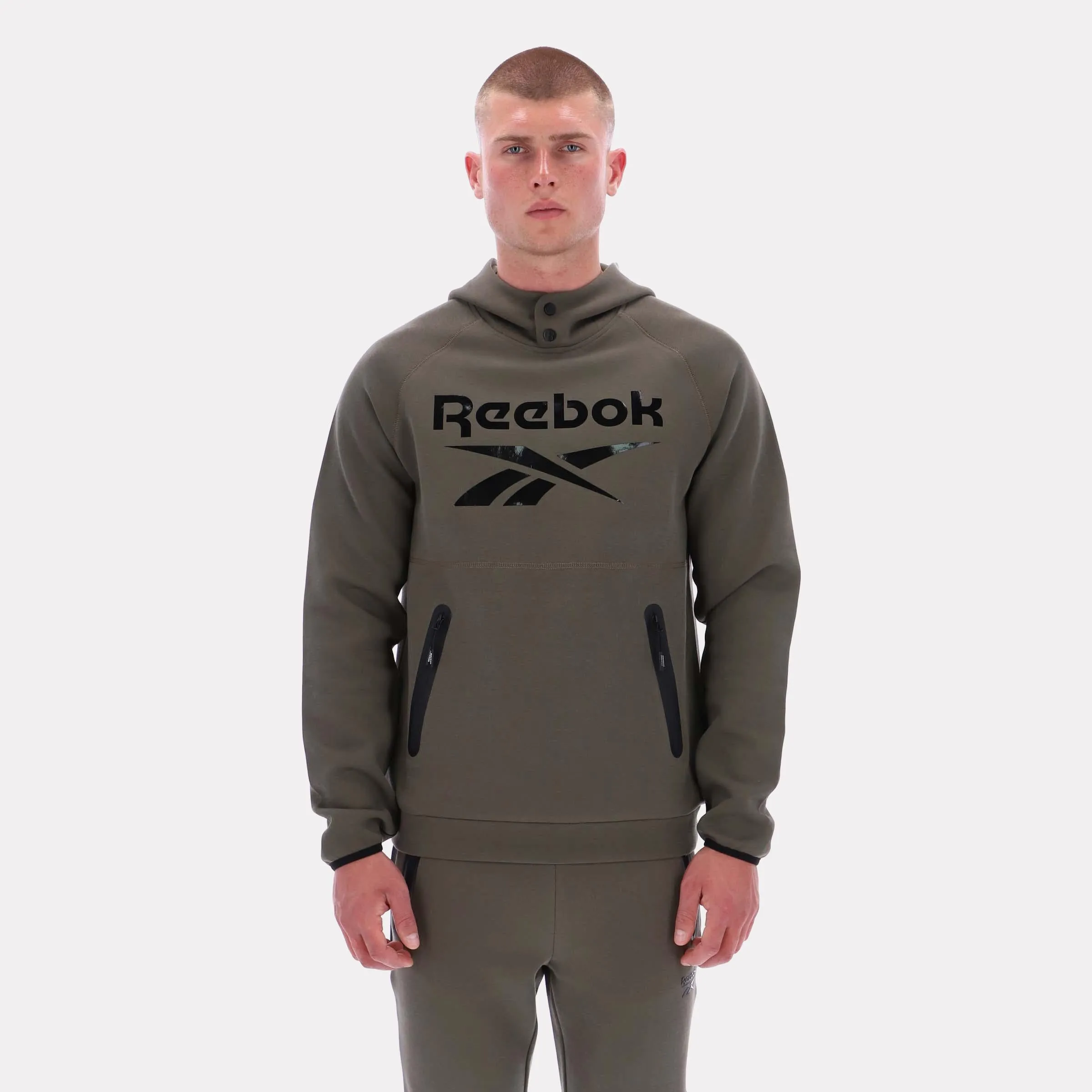 Reebok Apparel Men Studio Structure Hoodie ARMY GREEN sold by Reebok