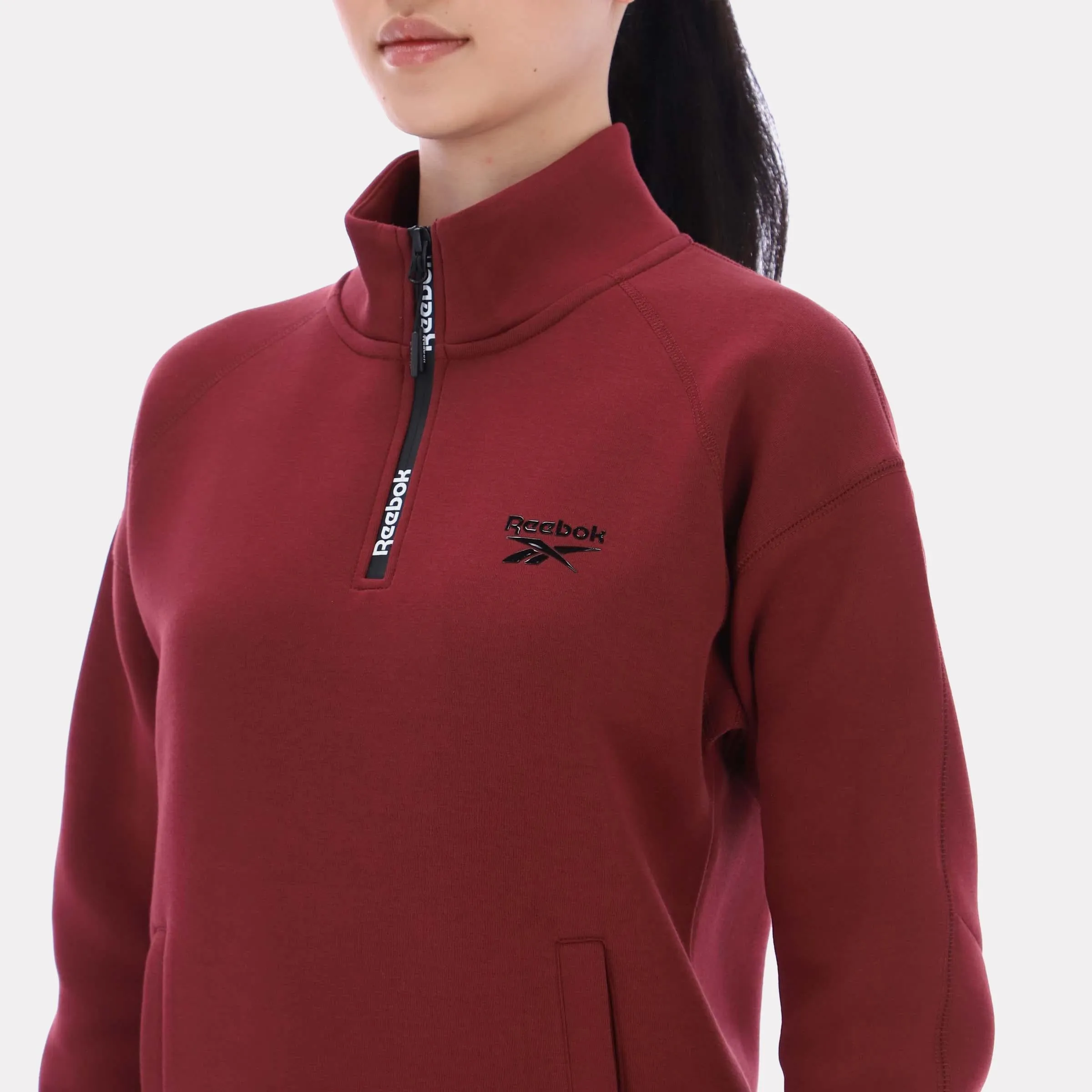 Reebok Apparel Women Scuba Quarter-Zip Pullover CLASSIC BURGUNDY sold by Reebok product image thumbnail 4