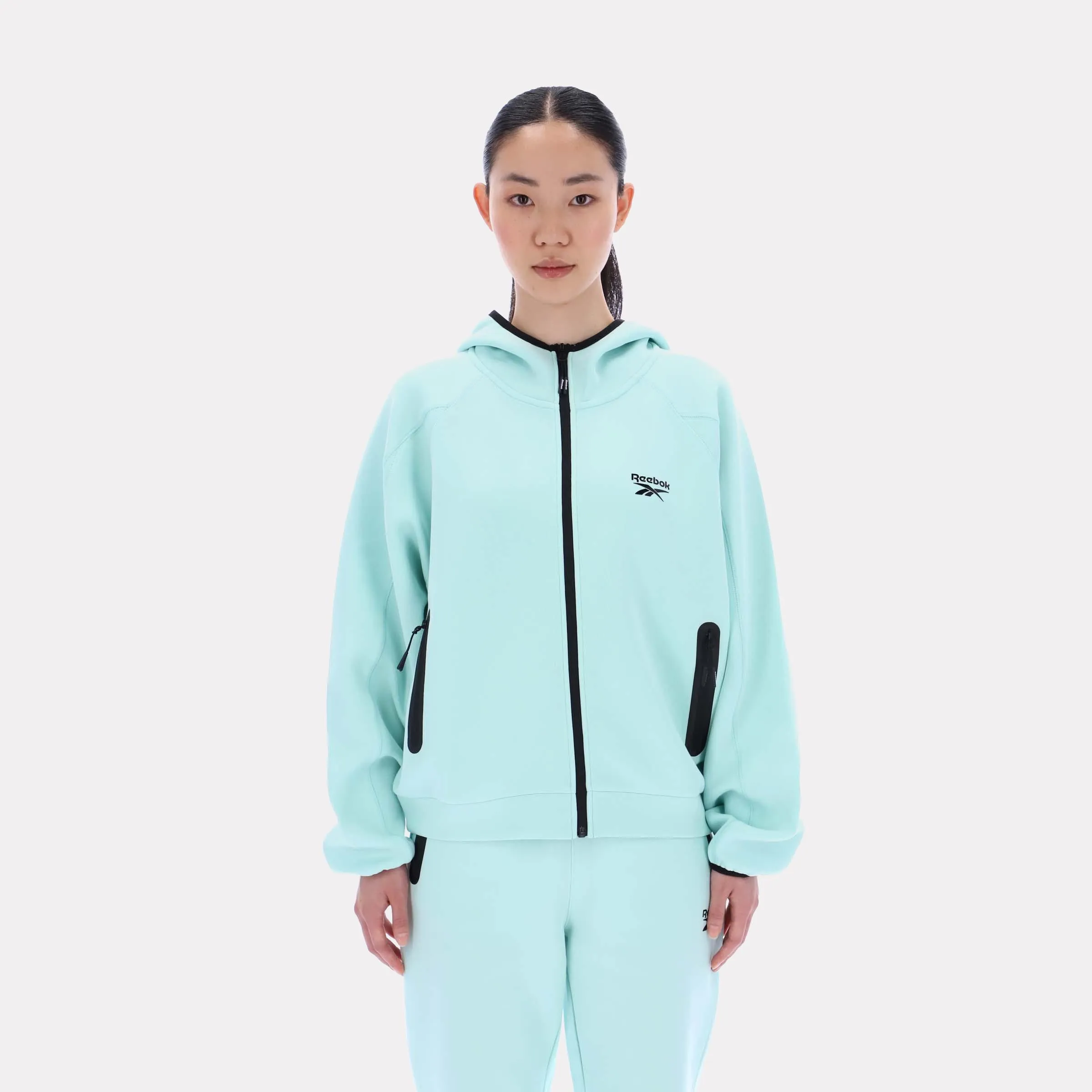 Reebok Apparel Women Vector Sculpt Hoodie GLITCH AQUA sold by Reebok