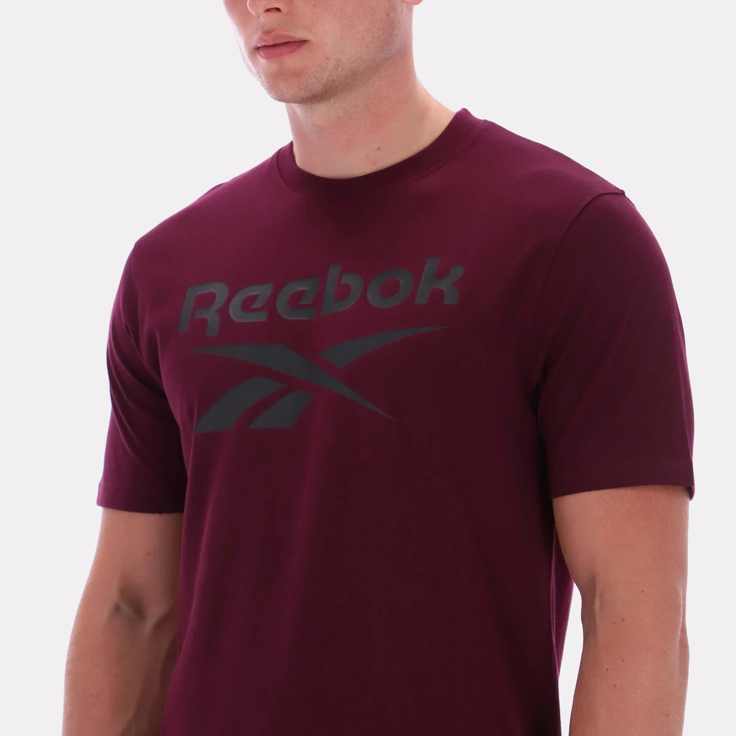 Reebok Apparel Men Big Logo Crewneck Short Sleeve Tee BLACK CHERRY sold by Reebok product image thumbnail 3