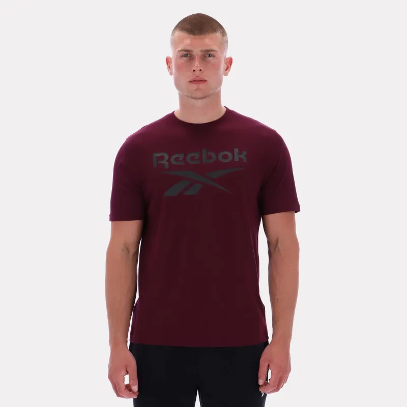 Reebok Apparel Men Big Logo Crewneck Short Sleeve Tee BLACK CHERRY sold by Reebok