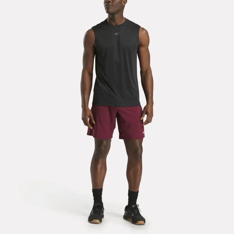 Reebok Apparel Men Workout Ready Woven Shorts BLACK CHERRY sold by Reebok