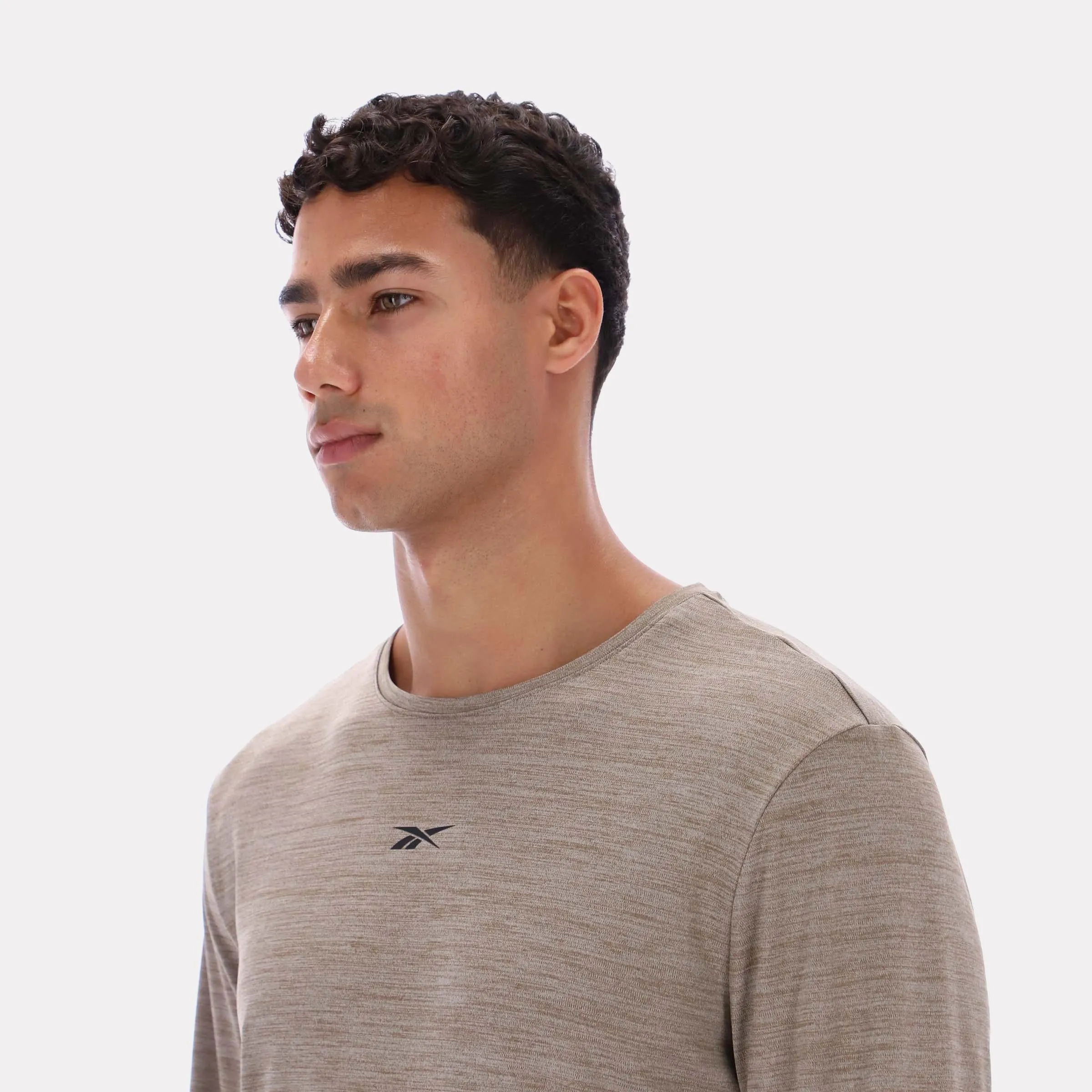 Reebok Apparel Men Relaxed Long Sleeve Yoga T-Shirt GRITTY GREY MARL sold by Reebok product image thumbnail 3