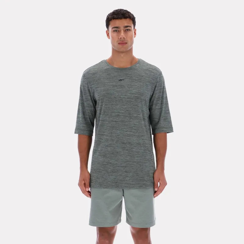 Reebok Apparel Men Relaxed Long Sleeve Yoga T-Shirt GREEN MARL sold by Reebok