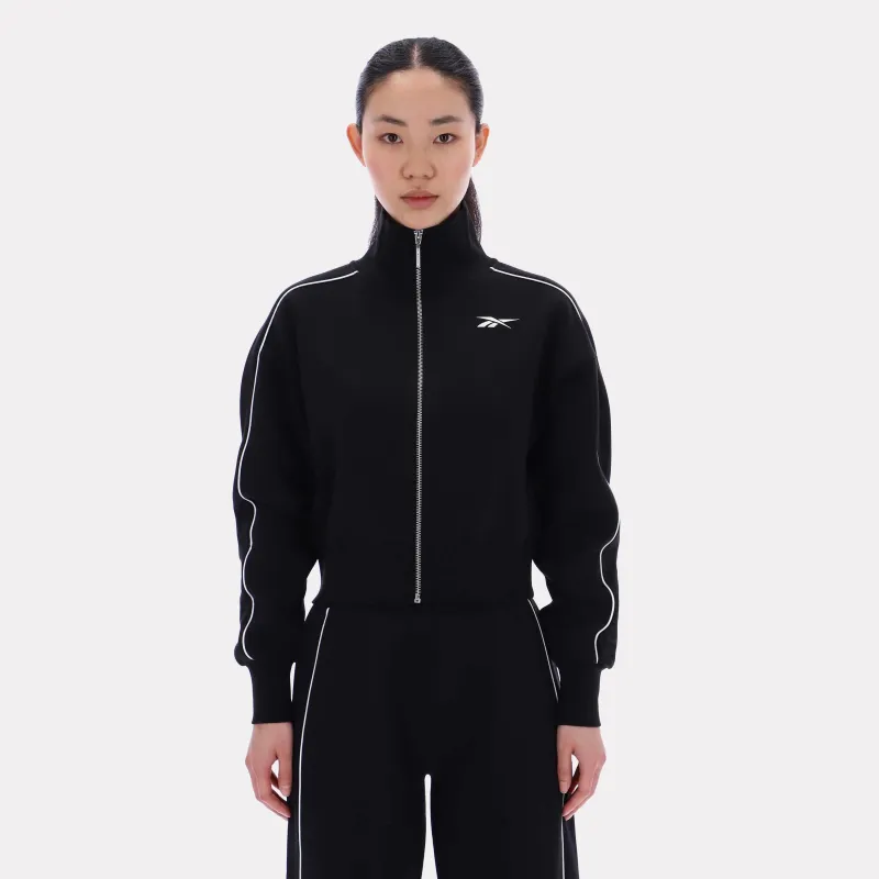 Reebok Apparel Women Off-Duty Cropped Jacket BLACK sold by Reebok