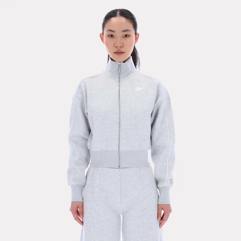 Reebok Apparel Women Off-Duty Cropped Jacket SILVER MARL sold by Reebok