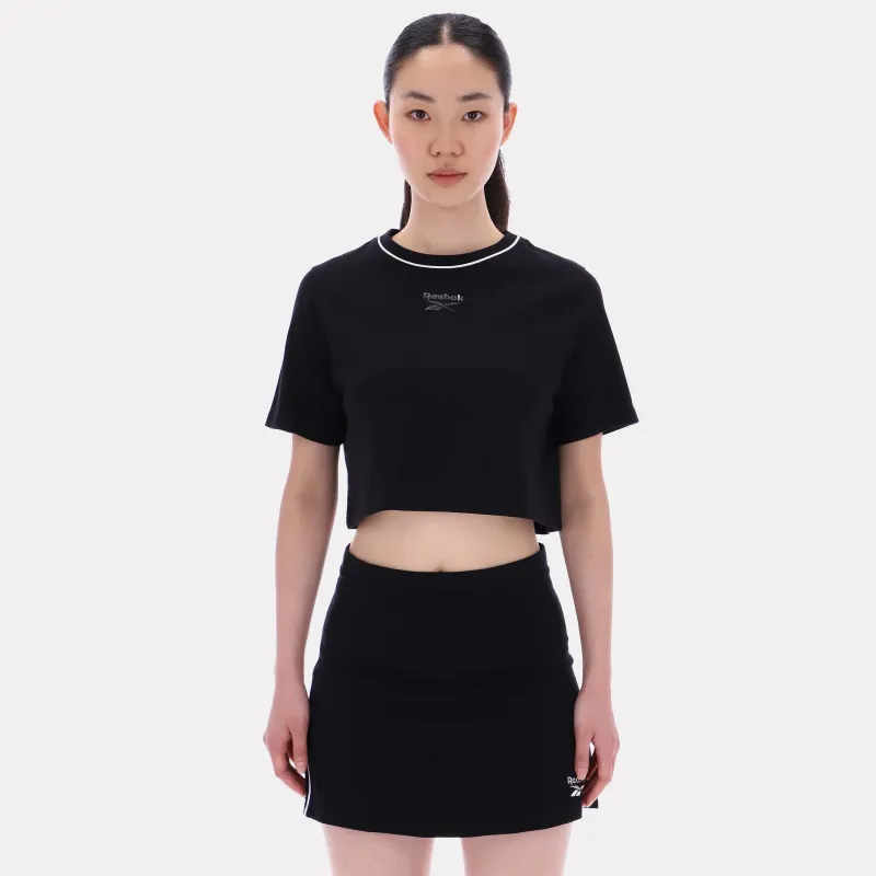 Reebok Apparel Women Cropped Small Logo T-Shirt BLACK sold by Reebok