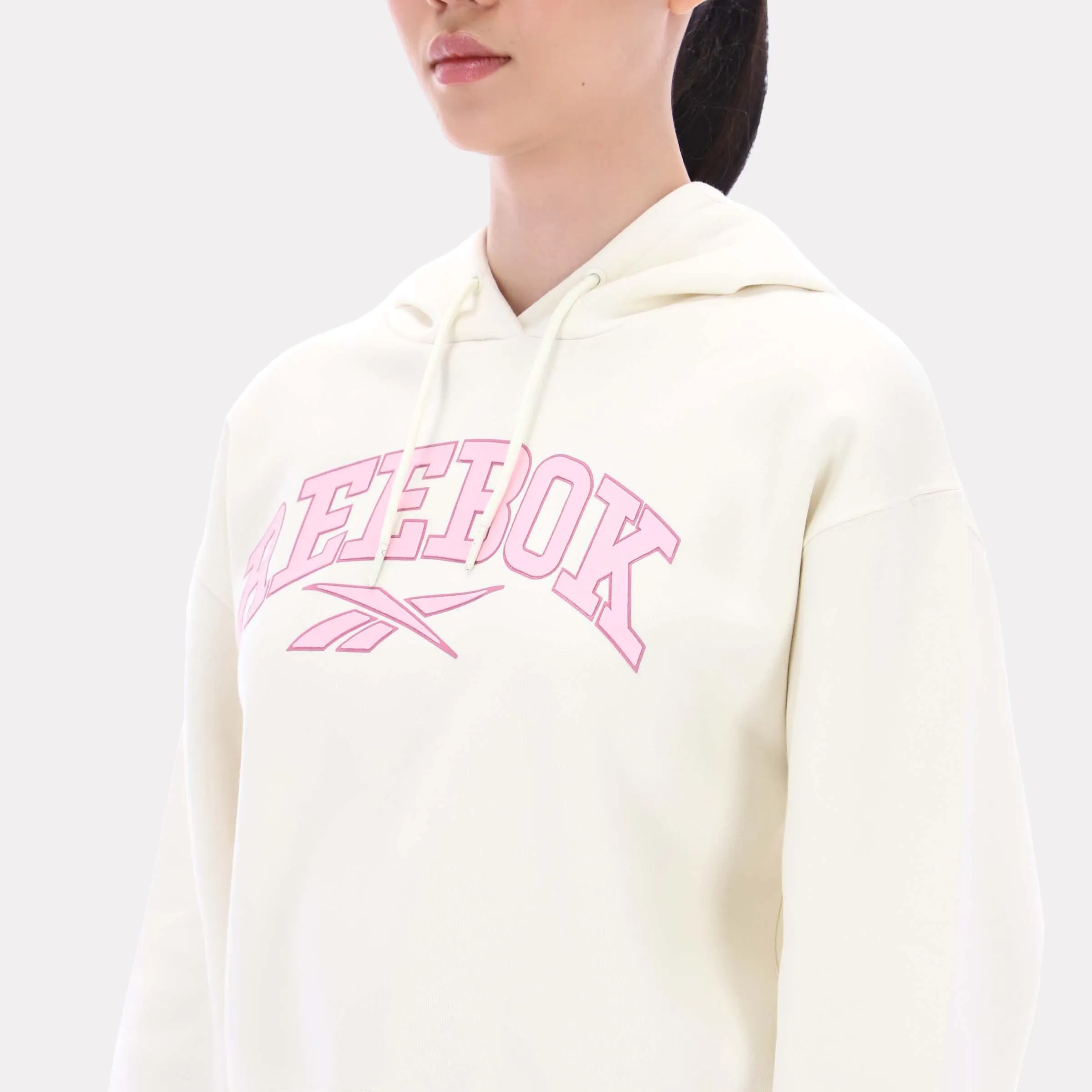 Reebok Apparel Women Varsity Logo Cropped Graphic Hoodie VINTAGE CHALK sold by Reebok product image thumbnail 3