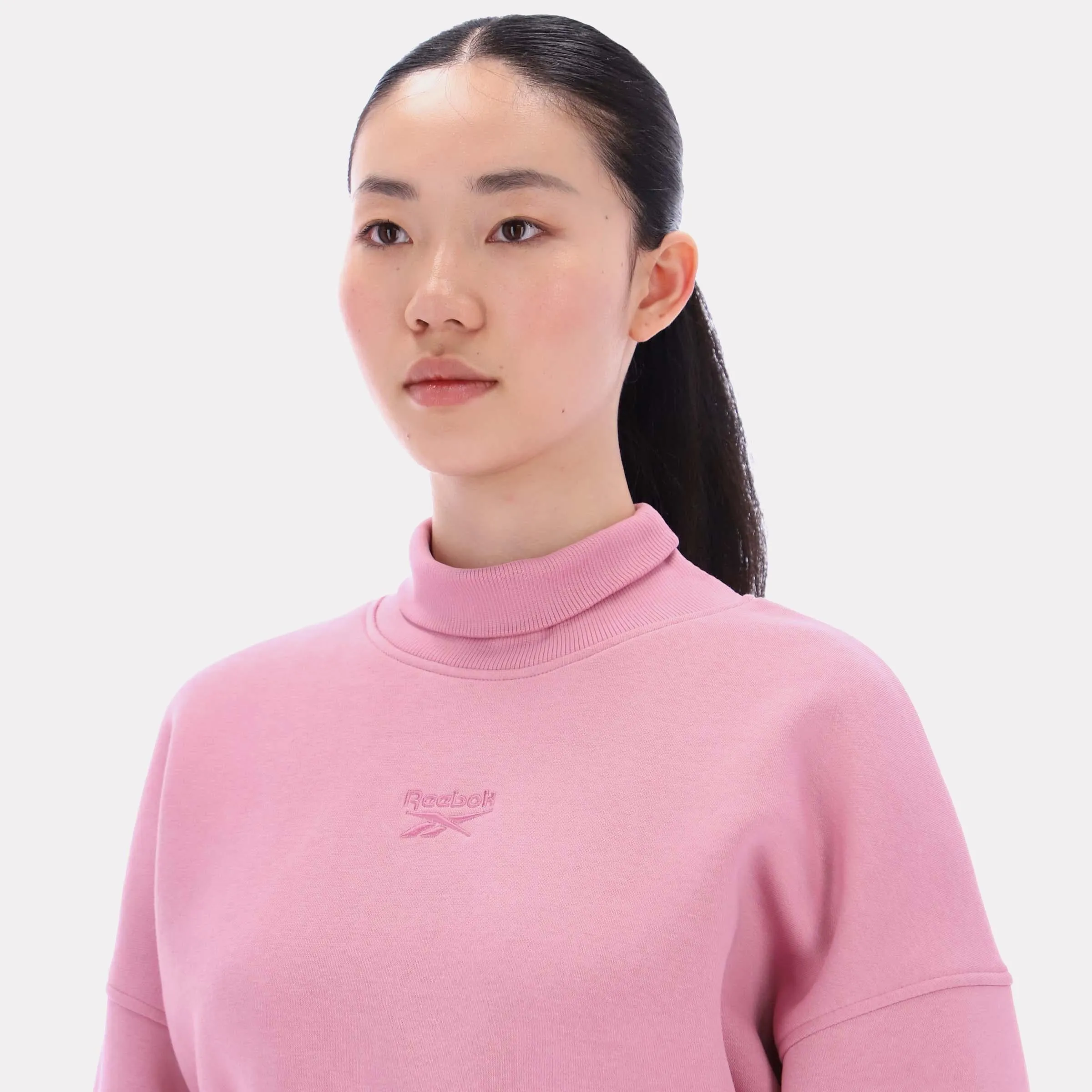 Reebok Apparel Women High Neck Cropped Sweatshirt DUSTY ROSE sold by Reebok product image thumbnail 3