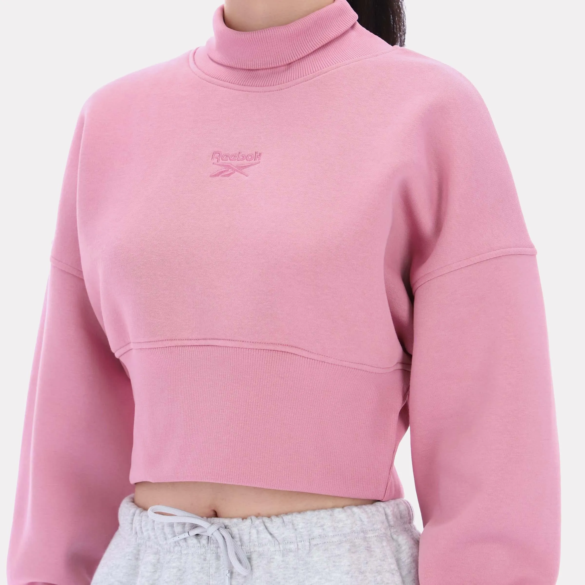 Reebok Apparel Women High Neck Cropped Sweatshirt DUSTY ROSE sold by Reebok product image thumbnail 4