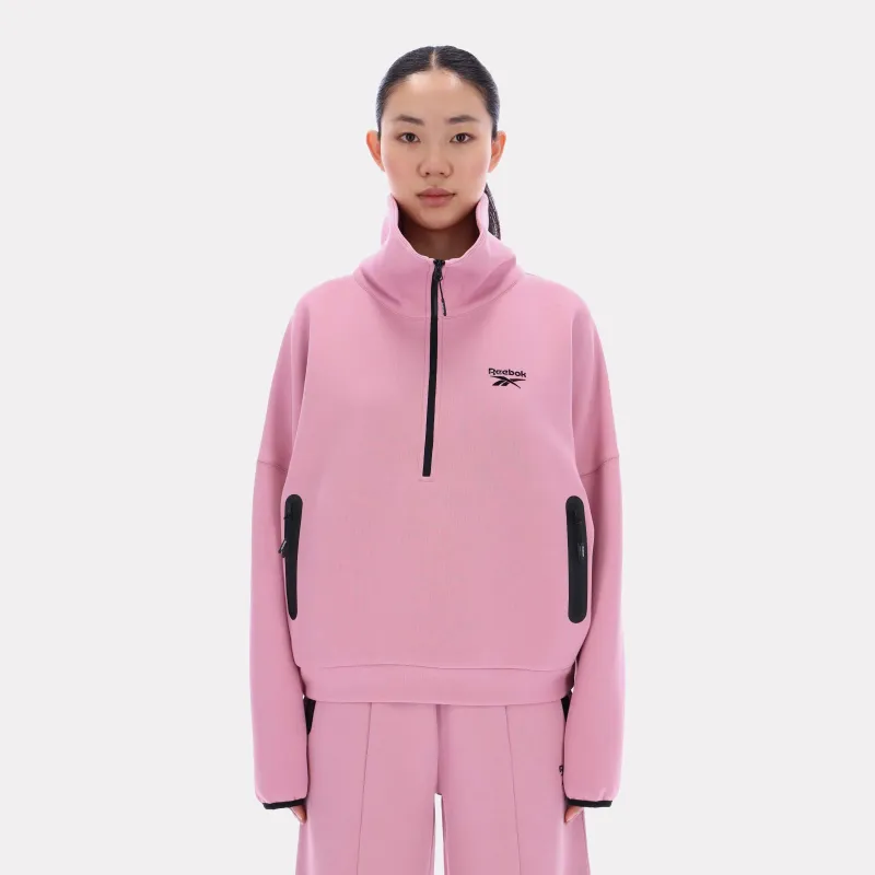 Reebok Apparel Women Scuba Retro 70’s Sweatshirt DUSTY ROSE made by Reebok