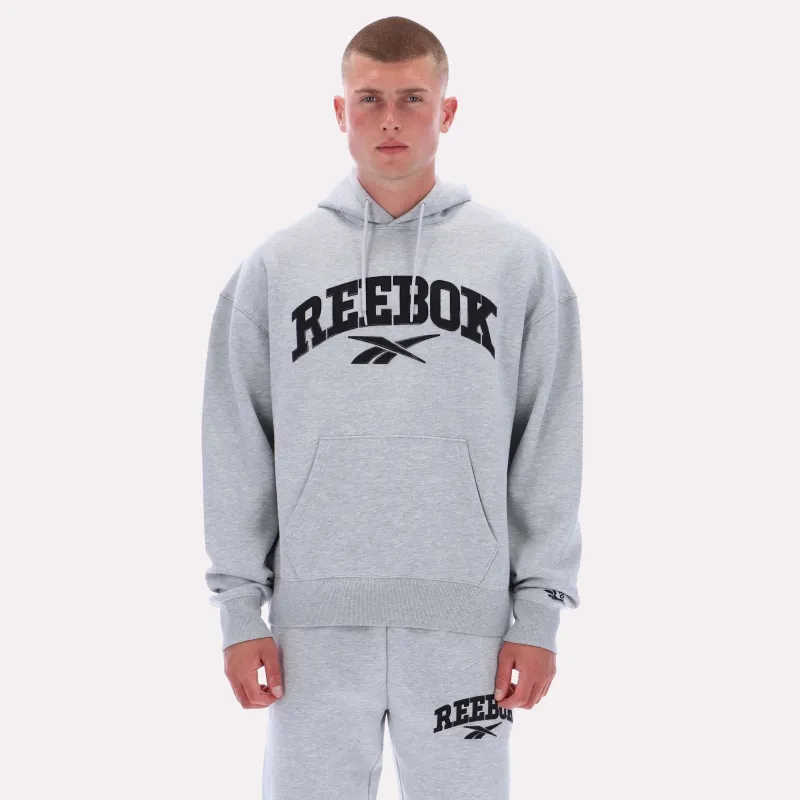 Reebok Apparel Men Classics Varsity Logo Hoodie LIGHT GREY MARL sold by Reebok