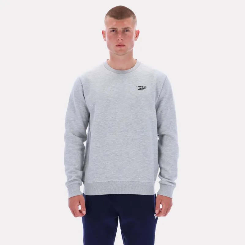 Reebok Apparel Men Essential Logo Crewneck Sweatshirt LIGHT GREY MARL sold by Reebok