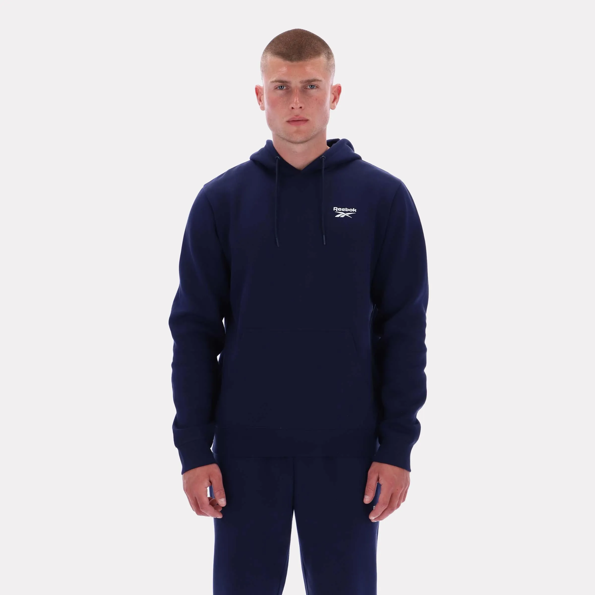 Reebok Apparel Men Essential Logo Hoodie VECTOR NAVY sold by Reebok