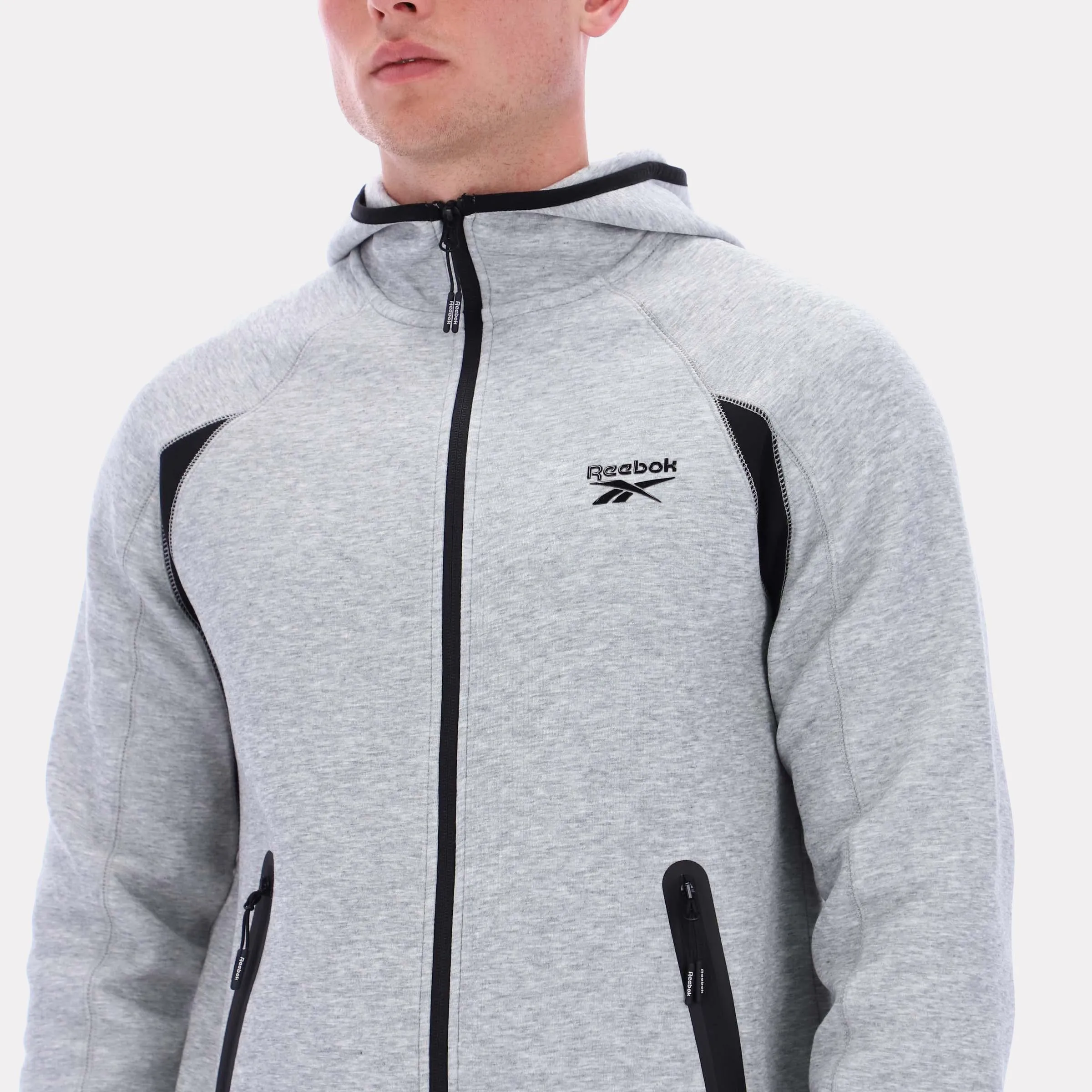 Reebok Apparel Men Reebok Contrast Panel Zip Hoodie GREY MARL sold by Reebok product image thumbnail 4