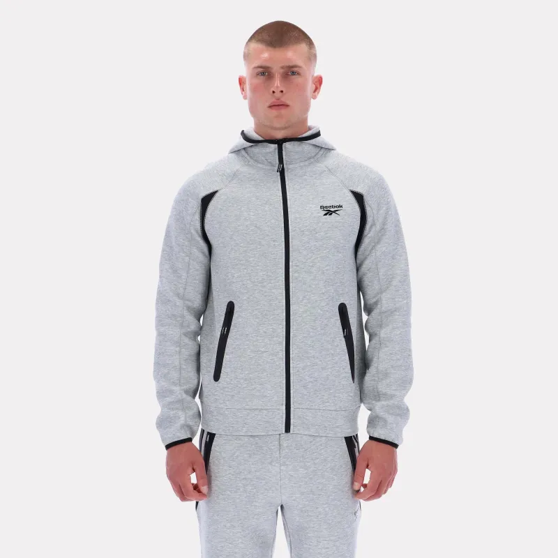 Reebok Apparel Men Reebok Contrast Panel Zip Hoodie GREY MARL sold by Reebok