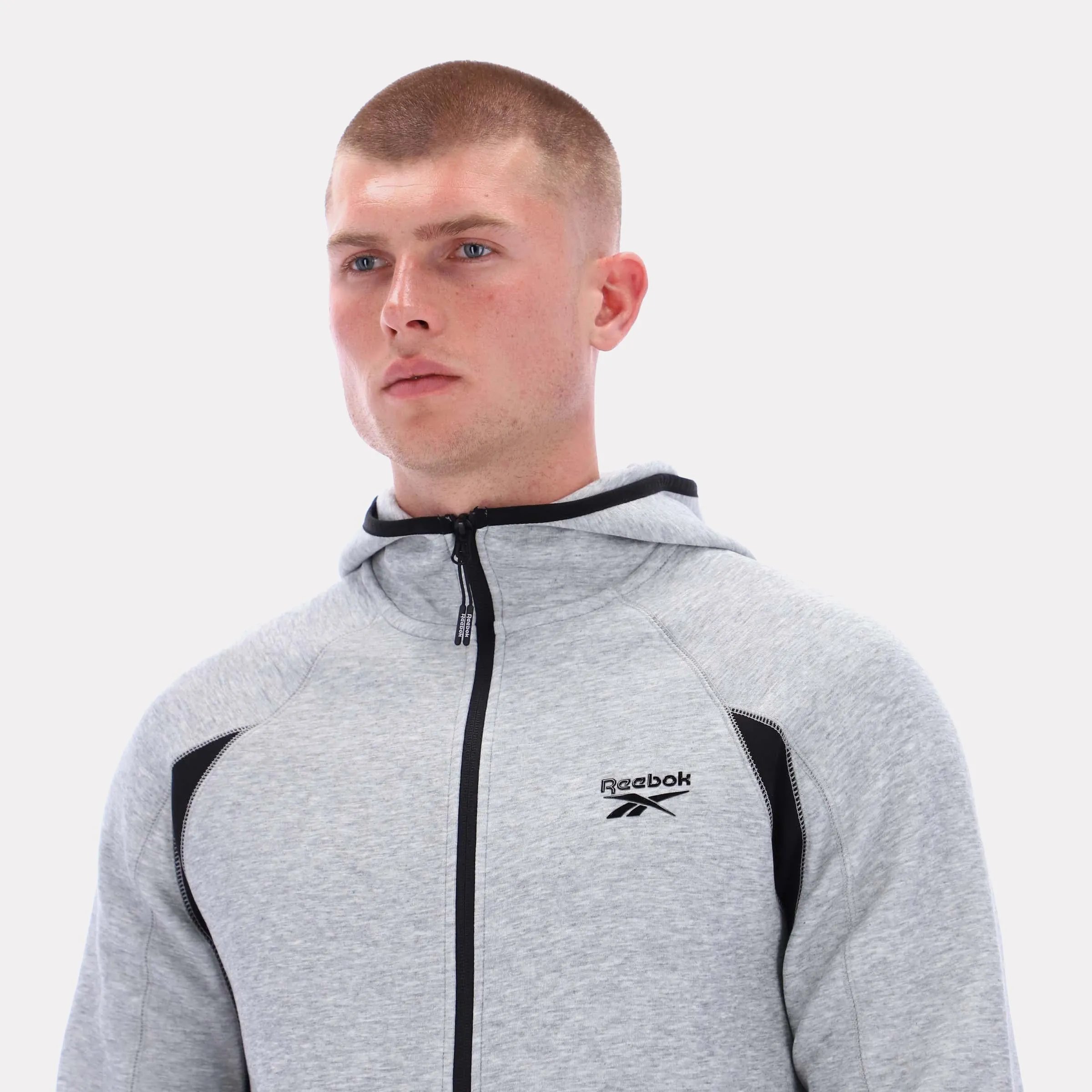 Reebok Apparel Men Reebok Contrast Panel Zip Hoodie GREY MARL sold by Reebok product image thumbnail 3