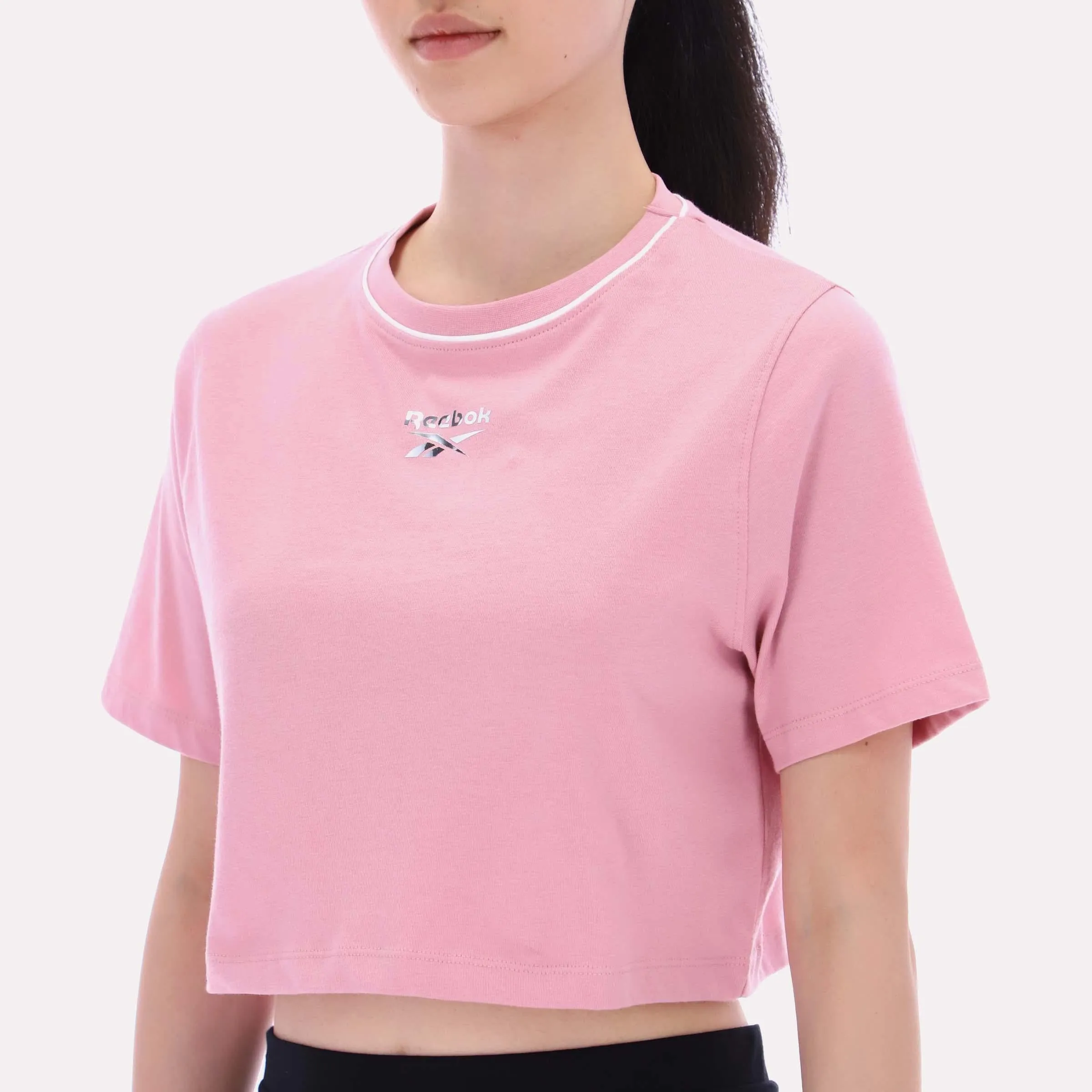 Reebok Apparel Women Cropped Small Logo T-Shirt DUSTY ROSE sold by Reebok product image thumbnail 4