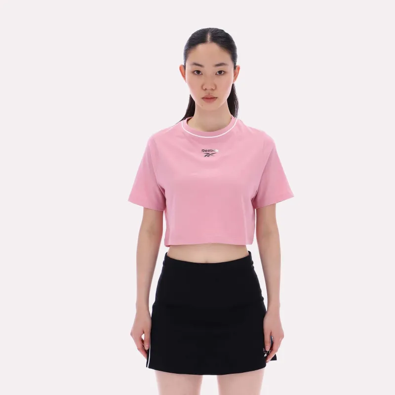 Reebok Apparel Women Cropped Small Logo T-Shirt DUSTY ROSE sold by Reebok