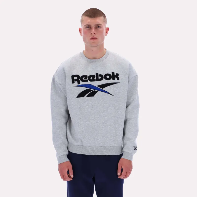 Reebok Apparel Men Varsity Graphic Sweatshirt LIGHT GREY MARL sold by Reebok
