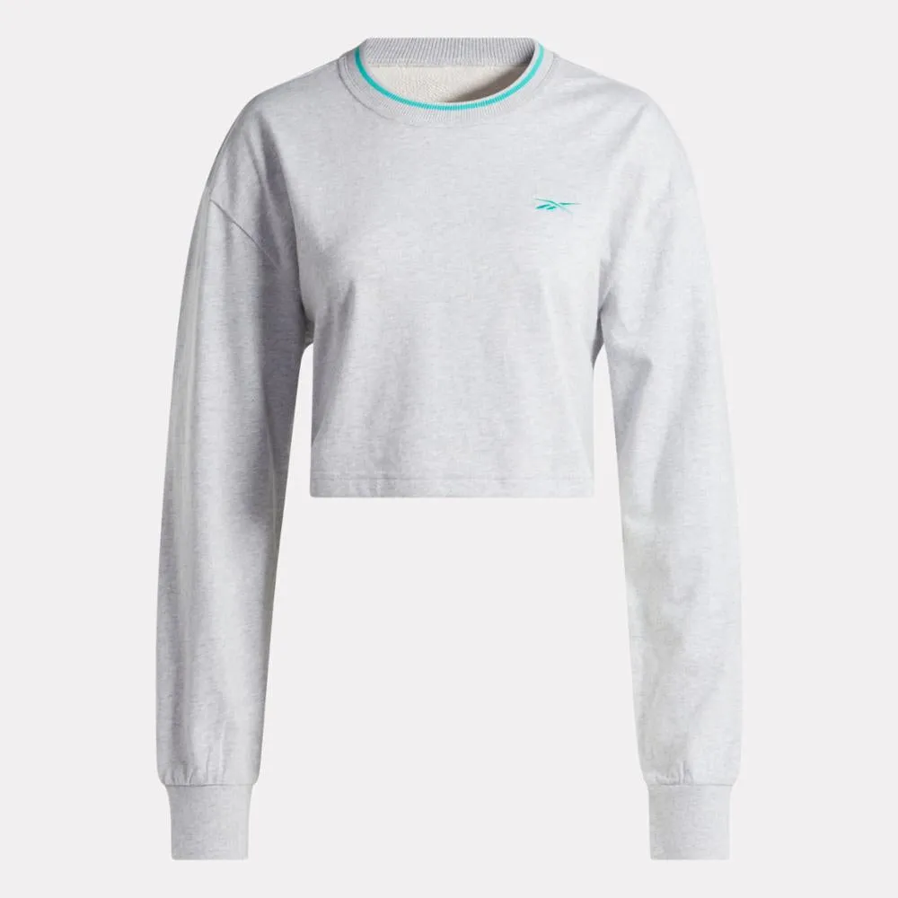Reebok Apparel Women Team Long Sleeve Crop Top LIGHT GREY HEATHER sold by Reebok product image thumbnail 4