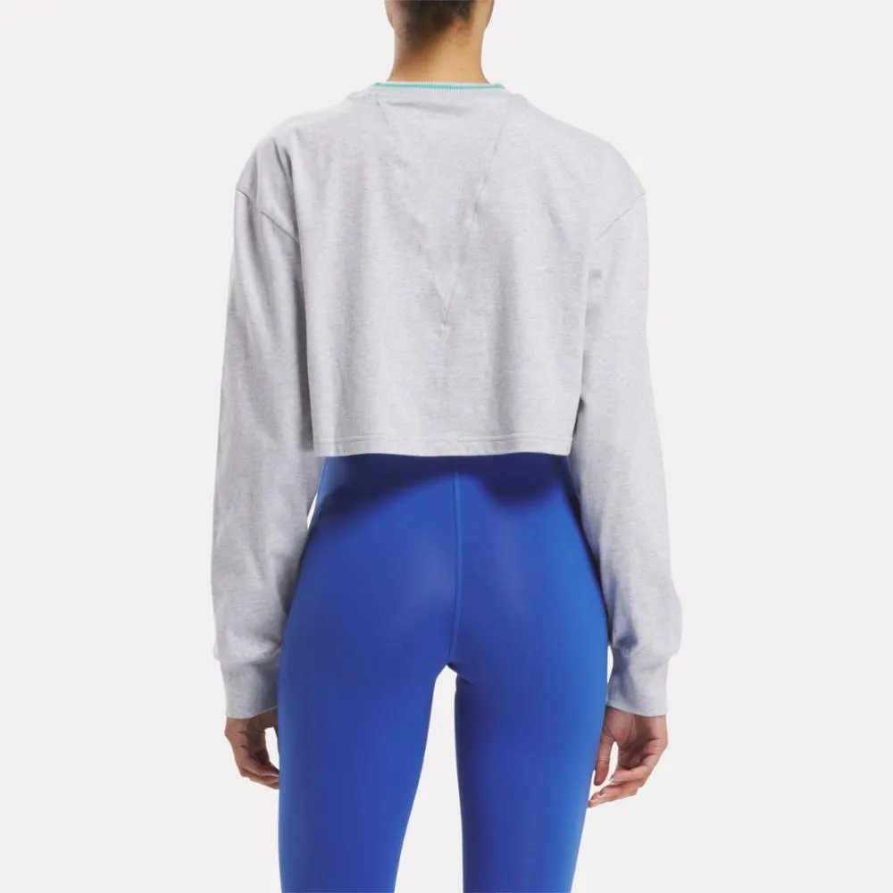 Reebok Apparel Women Team Long Sleeve Crop Top LIGHT GREY HEATHER sold by Reebok product image thumbnail 3