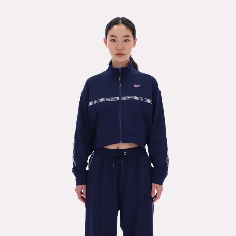 Reebok Apparel Women Cropped Vector Track Jacket VECTOR NAVY made by Reebok