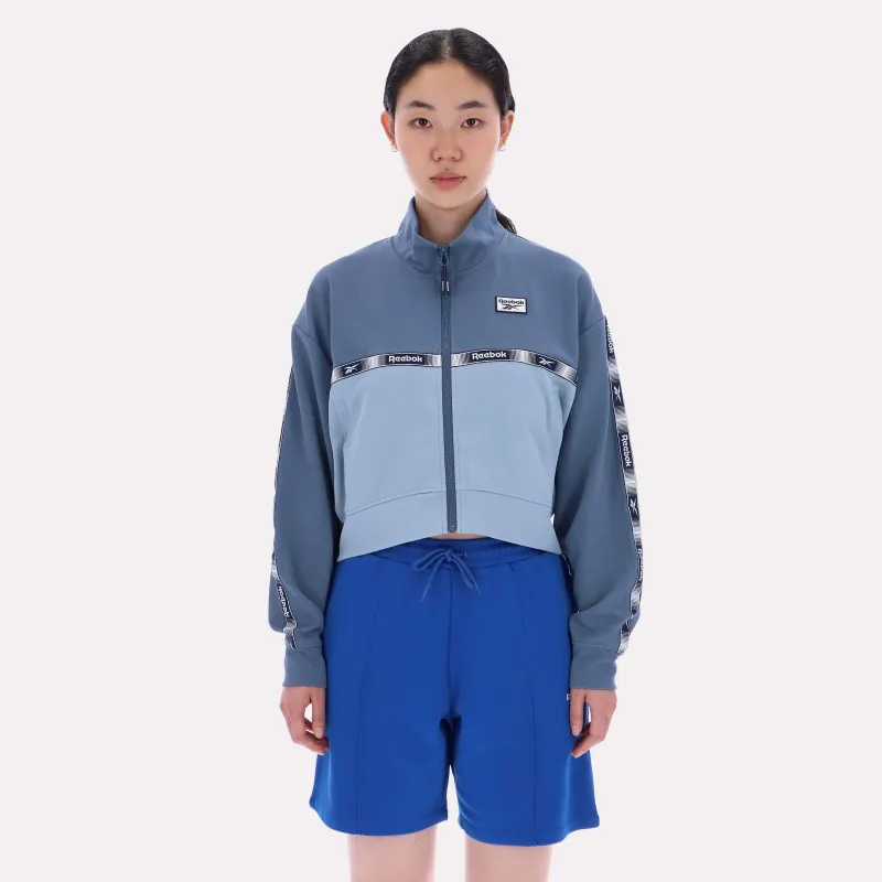 Reebok Apparel Women Cropped Vector Track Jacket LEISURE BLUE/SHADOW made by Reebok