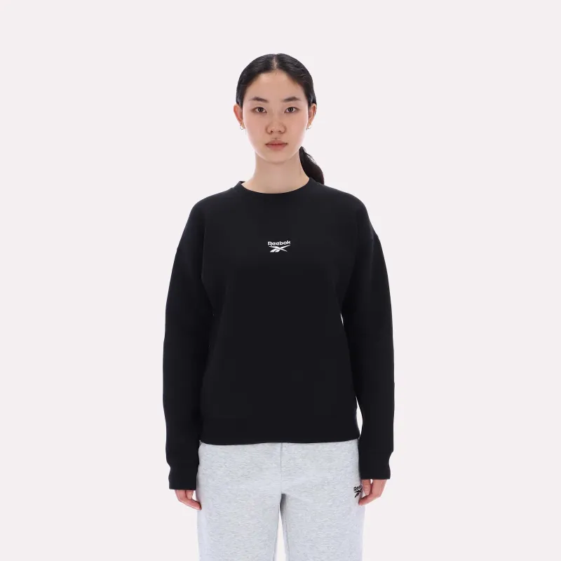 Reebok Apparel Women Reebok Small Logo Crew Sweatshirt BLACK made by Reebok