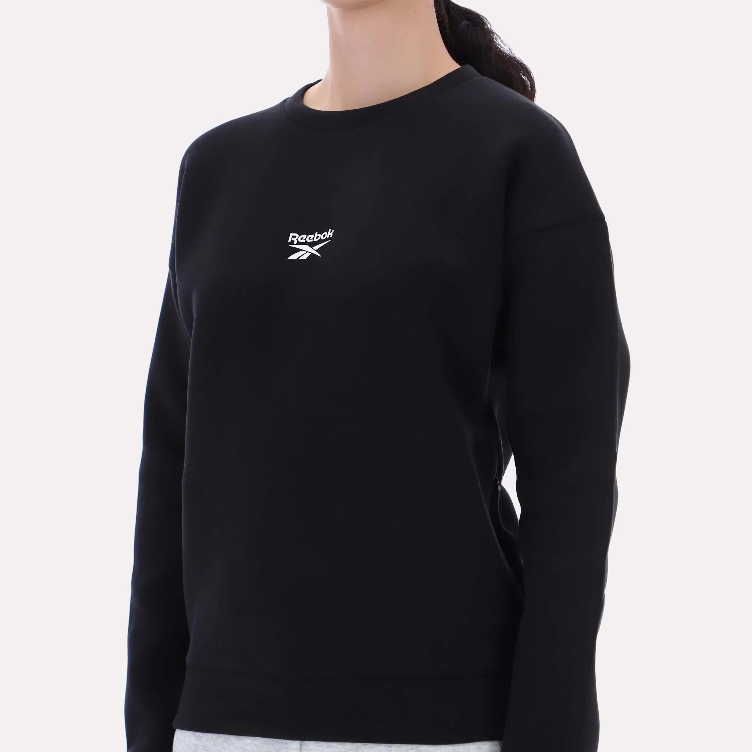 Reebok Apparel Women Reebok Small Logo Crew Sweatshirt BLACK sold by Reebok product image thumbnail 4