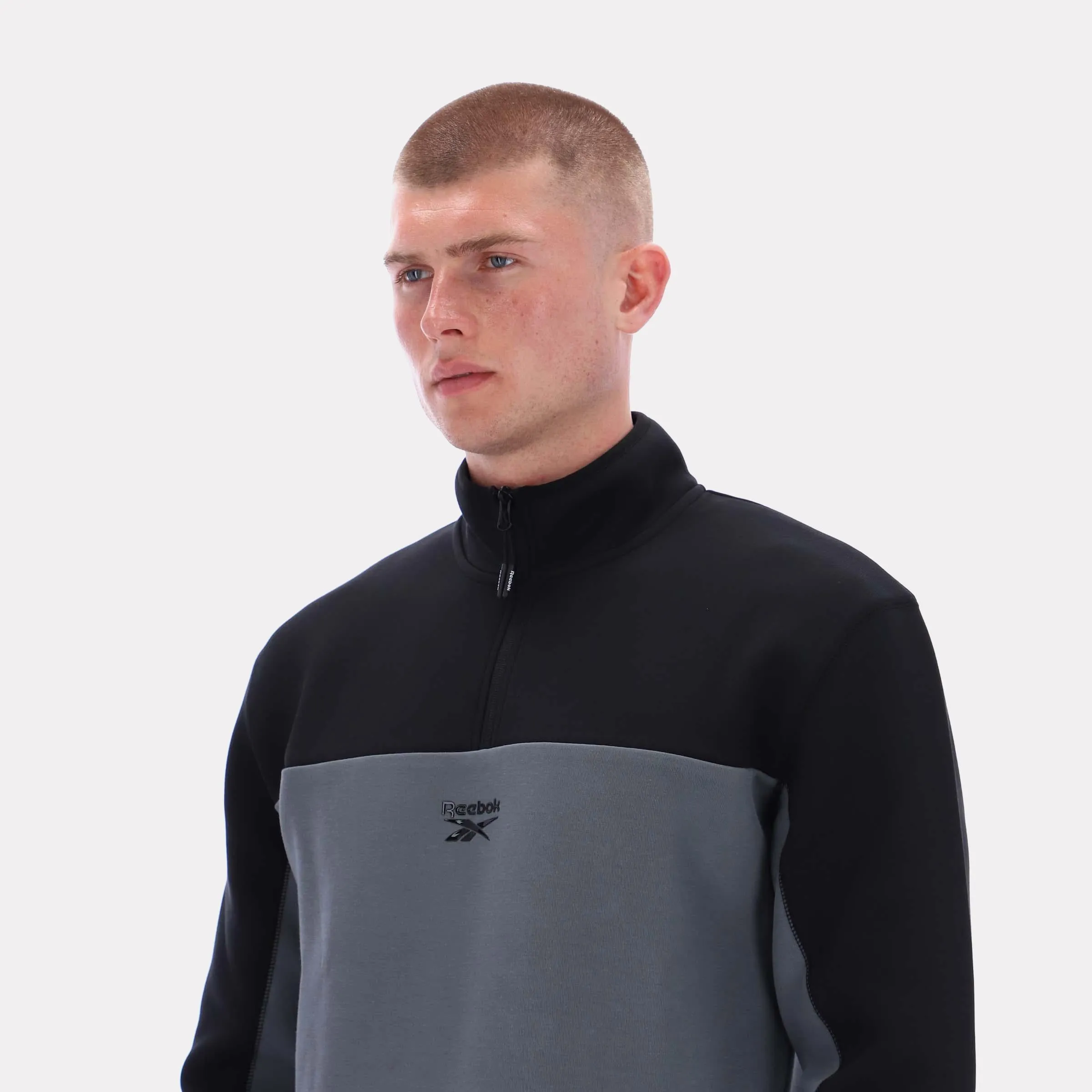 Reebok Apparel Men Studio Half-Zip Fleece GREY 5/BLACK sold by Reebok product image thumbnail 3