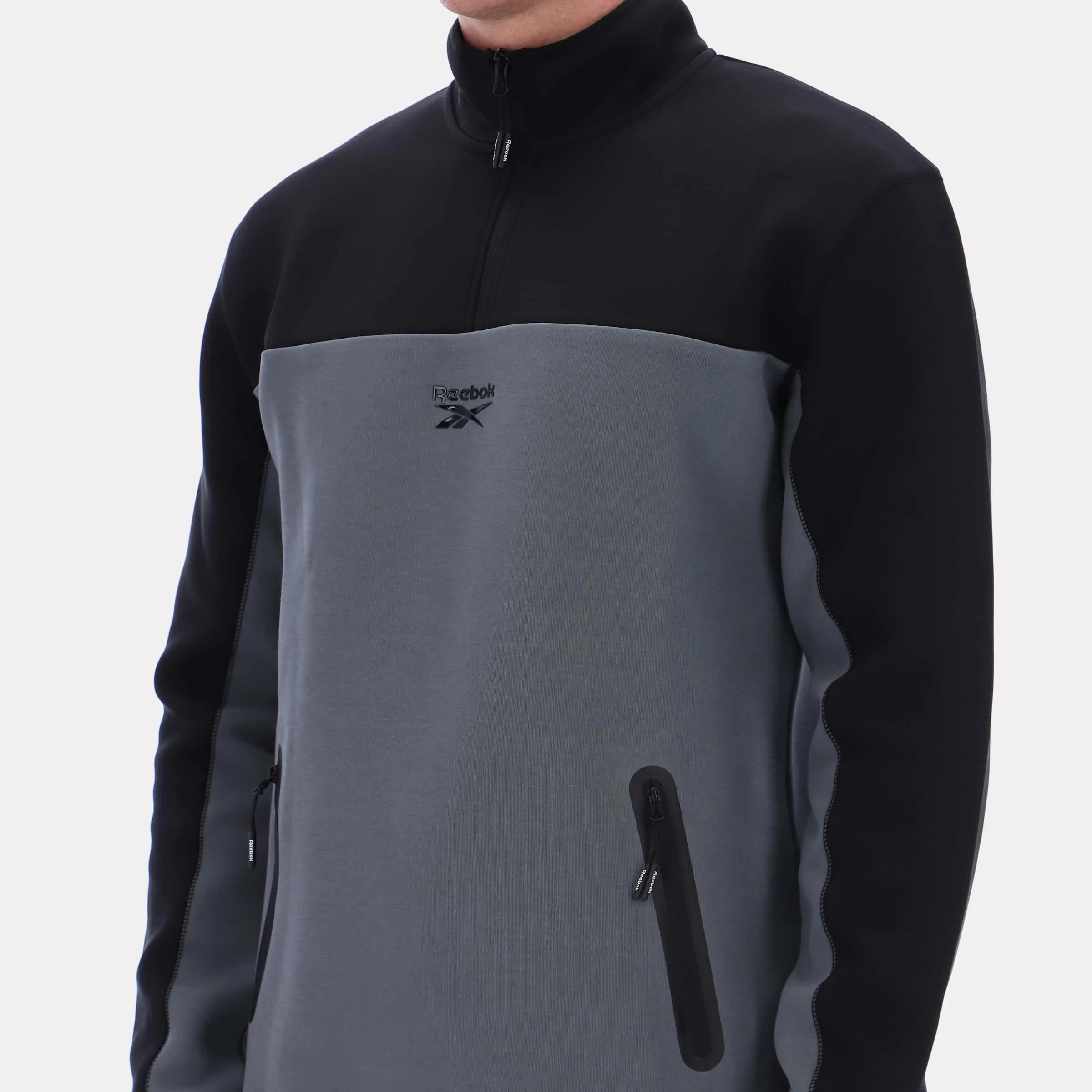 Reebok Apparel Men Studio Half-Zip Fleece GREY 5/BLACK sold by Reebok product image thumbnail 4