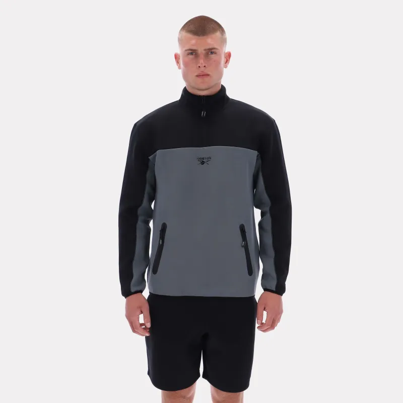 Reebok Apparel Men Studio Half-Zip Fleece GREY 5/BLACK made by Reebok