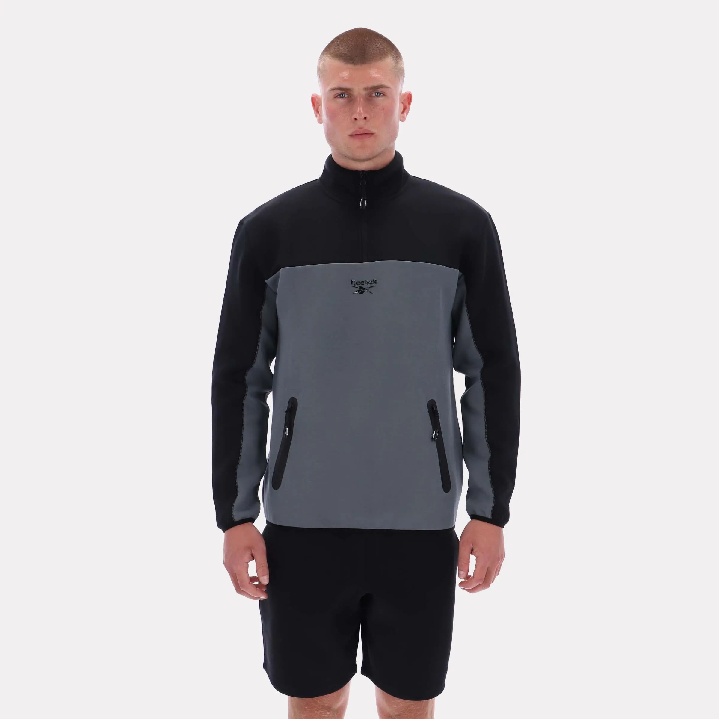 Reebok Apparel Men Studio Half-Zip Fleece GREY 5/BLACK sold by Reebok