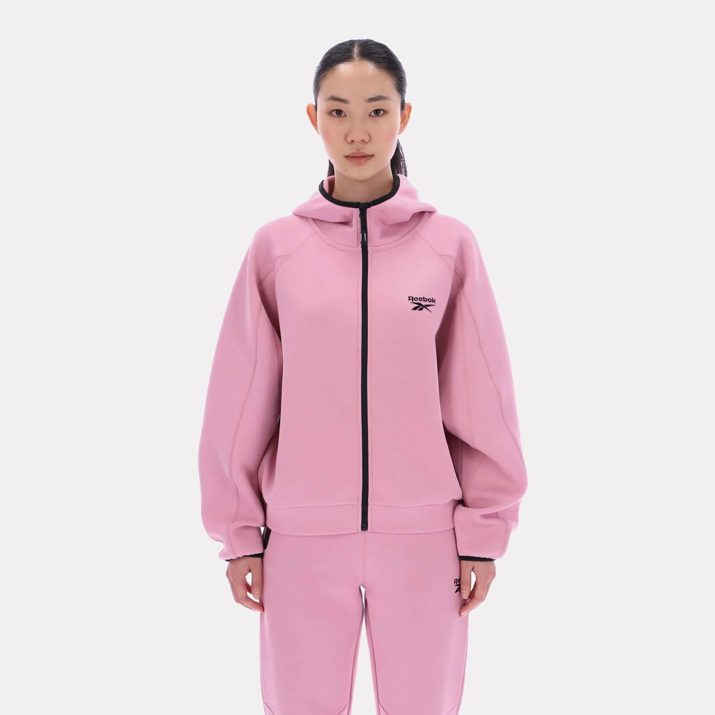 Reebok Apparel Women Vector Sculpt Hoodie DUSTY ROSE sold by Reebok