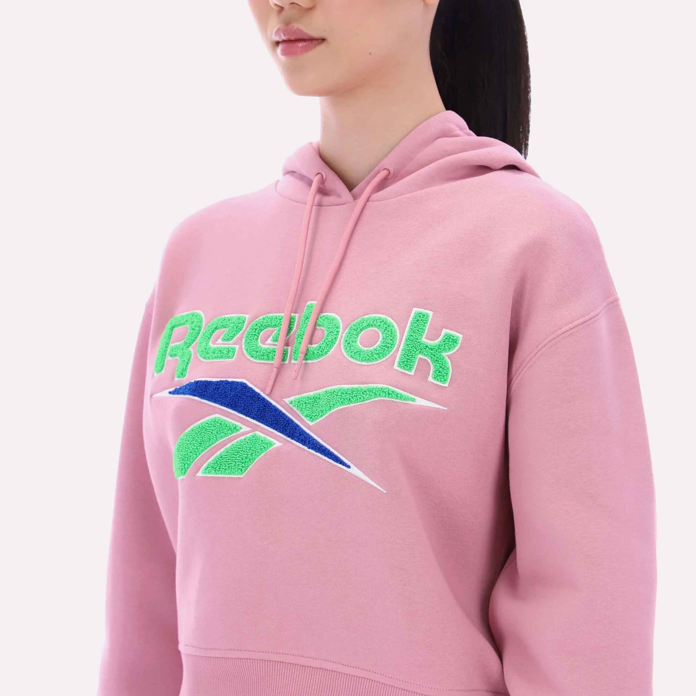 REEBOK APPAREL WOMEN Triple Boucle Logo Hoodie DUSTY ROSE sold by Reebok product image thumbnail 3