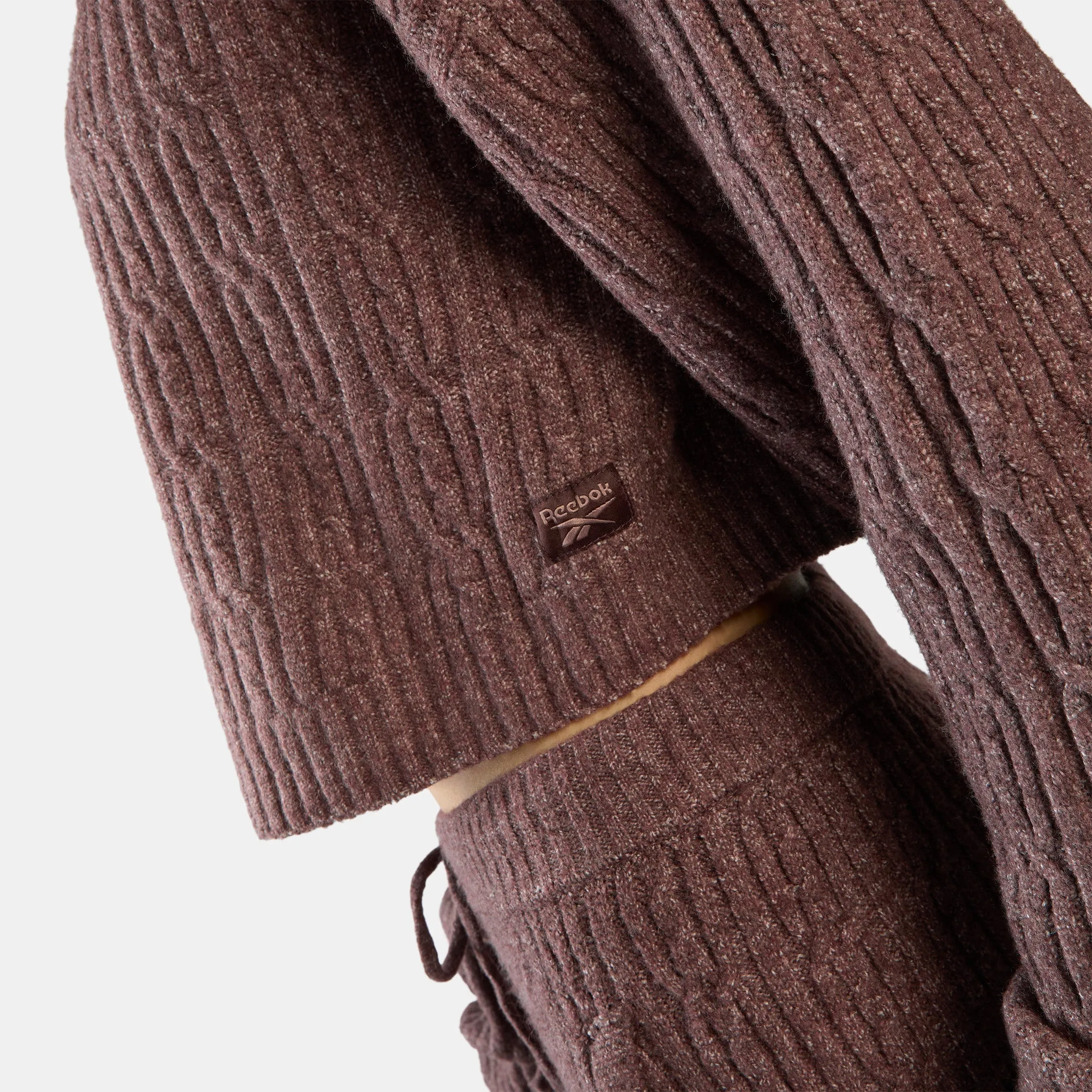 REEBOK APPAREL WOMEN Elevated Cable Knit Hoodie DARK COCOA sold by Reebok product image thumbnail 4