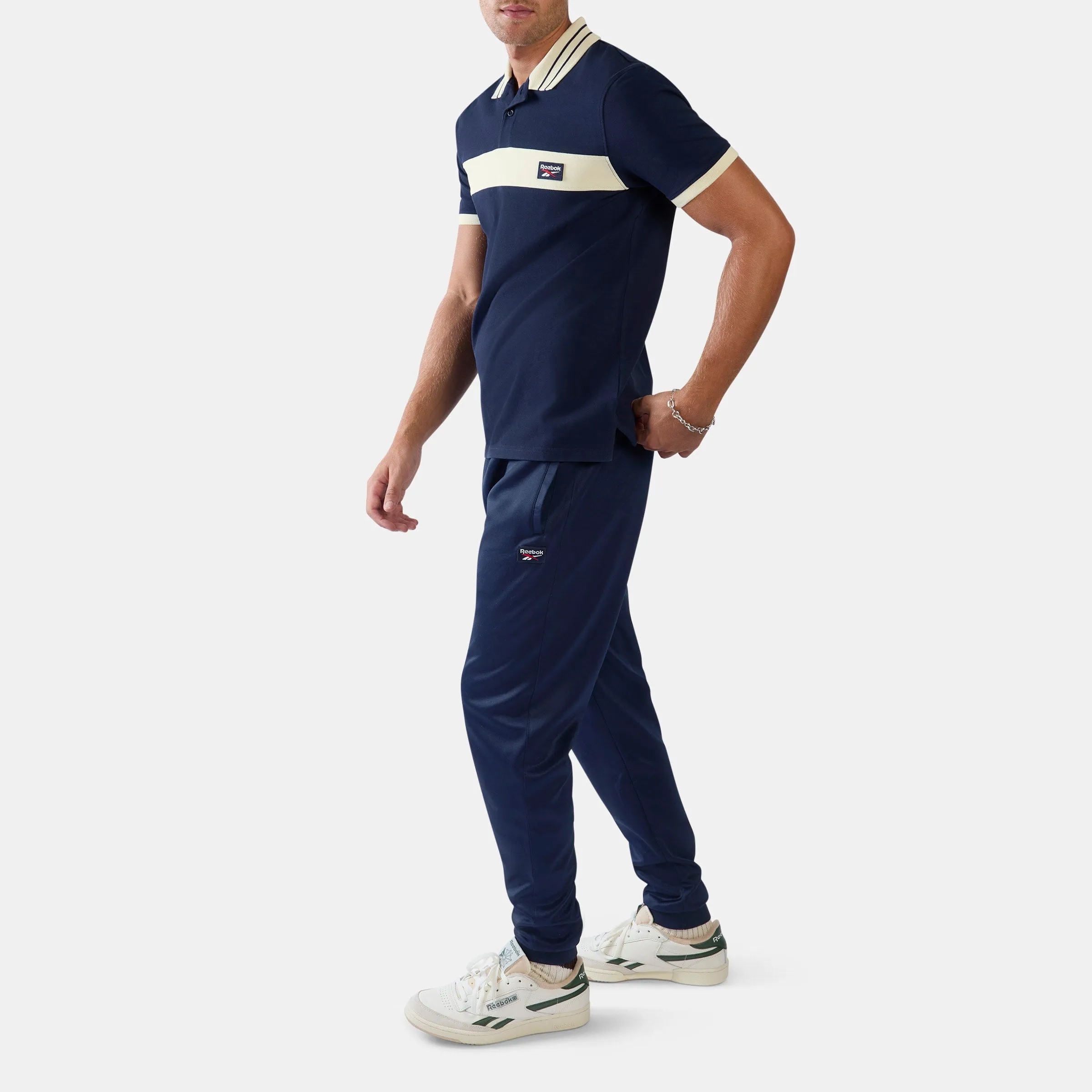 REEBOK APPAREL MEN Heritage Paneled Piqué Polo Shirt VECTOR NAVY/LINEN sold by Reebok product image thumbnail 2