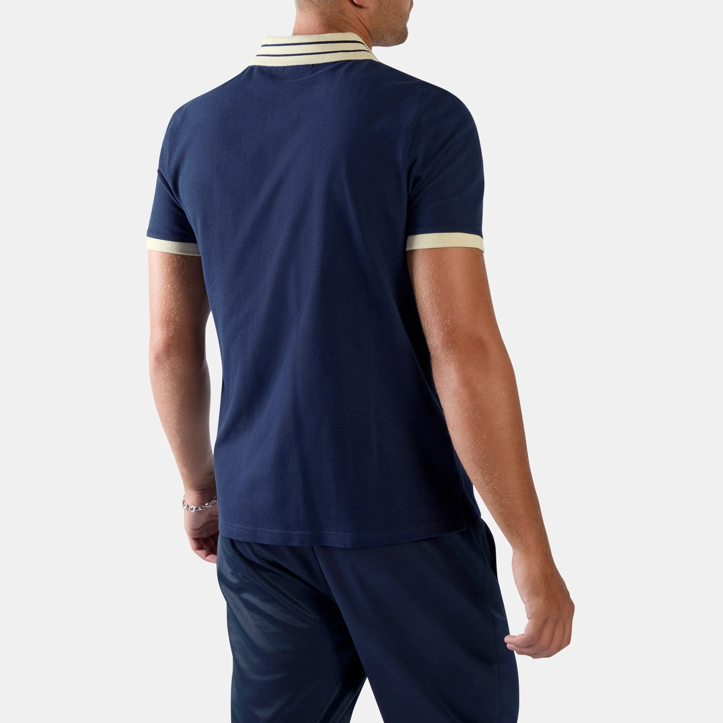 REEBOK APPAREL MEN Heritage Paneled Piqué Polo Shirt VECTOR NAVY/LINEN sold by Reebok product image thumbnail 3