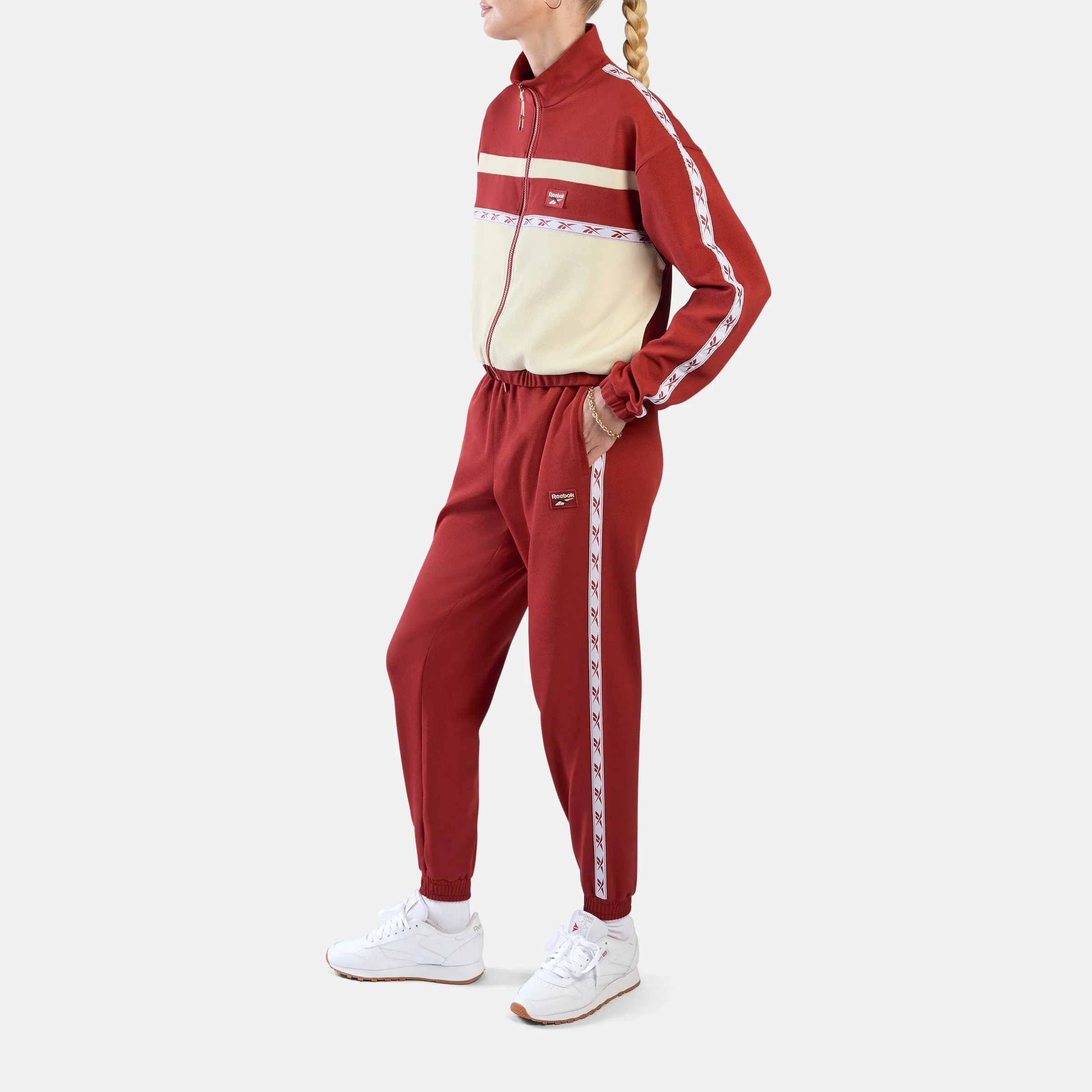 REEBOK APPAREL WOMEN Heritage Taped Track Jacket HERITAGE RED/LINEN sold by Reebok product image thumbnail 2