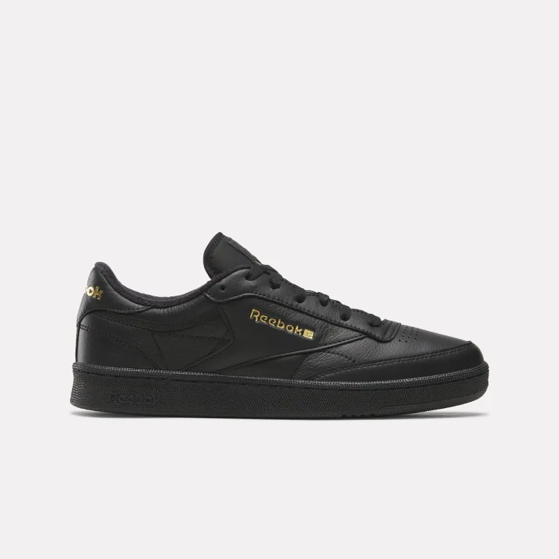 REEBOK FOOTWEAR MEN Club C 85 Shoes BLACK/ALMOSTBLACK/GOLD made by Reebok