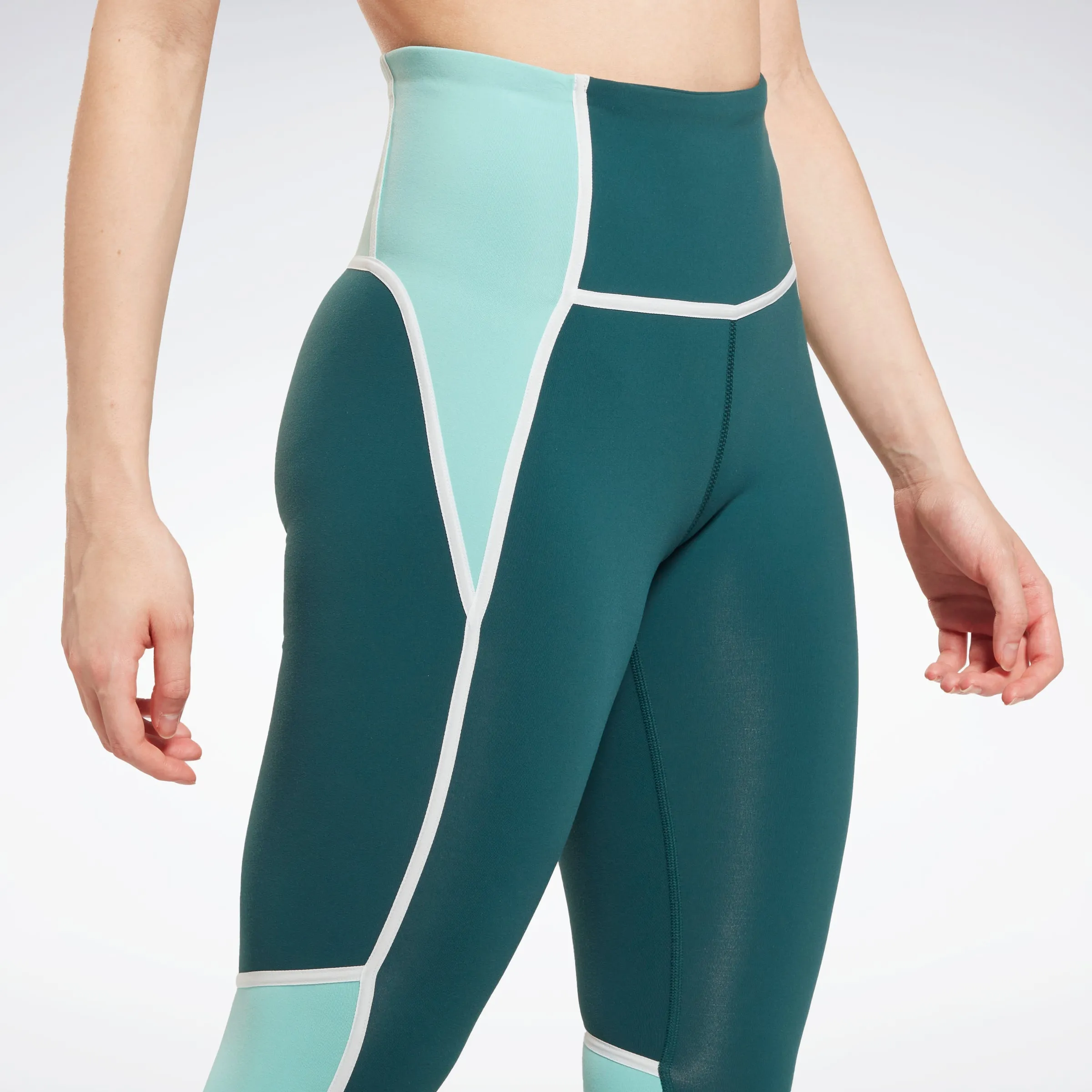Reebok Apparel Women Lux High-Waisted Colorblock Leggings Forgrn sold by Reebok product image thumbnail 5