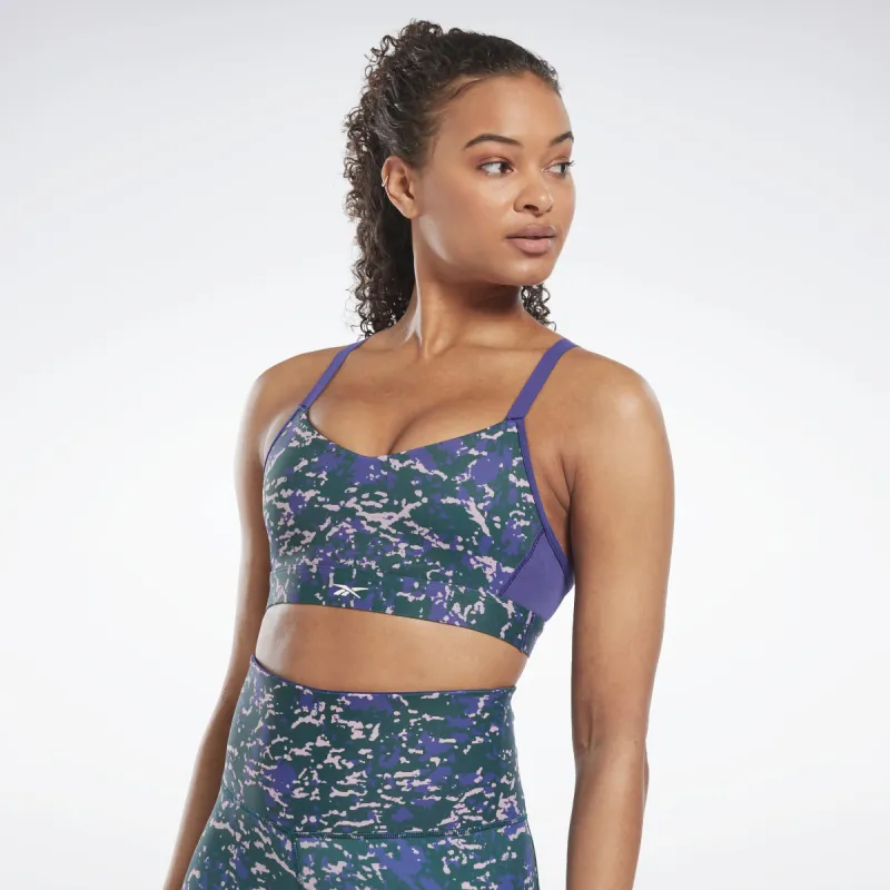 Reebok Apparel Women Lux Speckle Modern Safari Strappy Bra Forgrn sold by Reebok