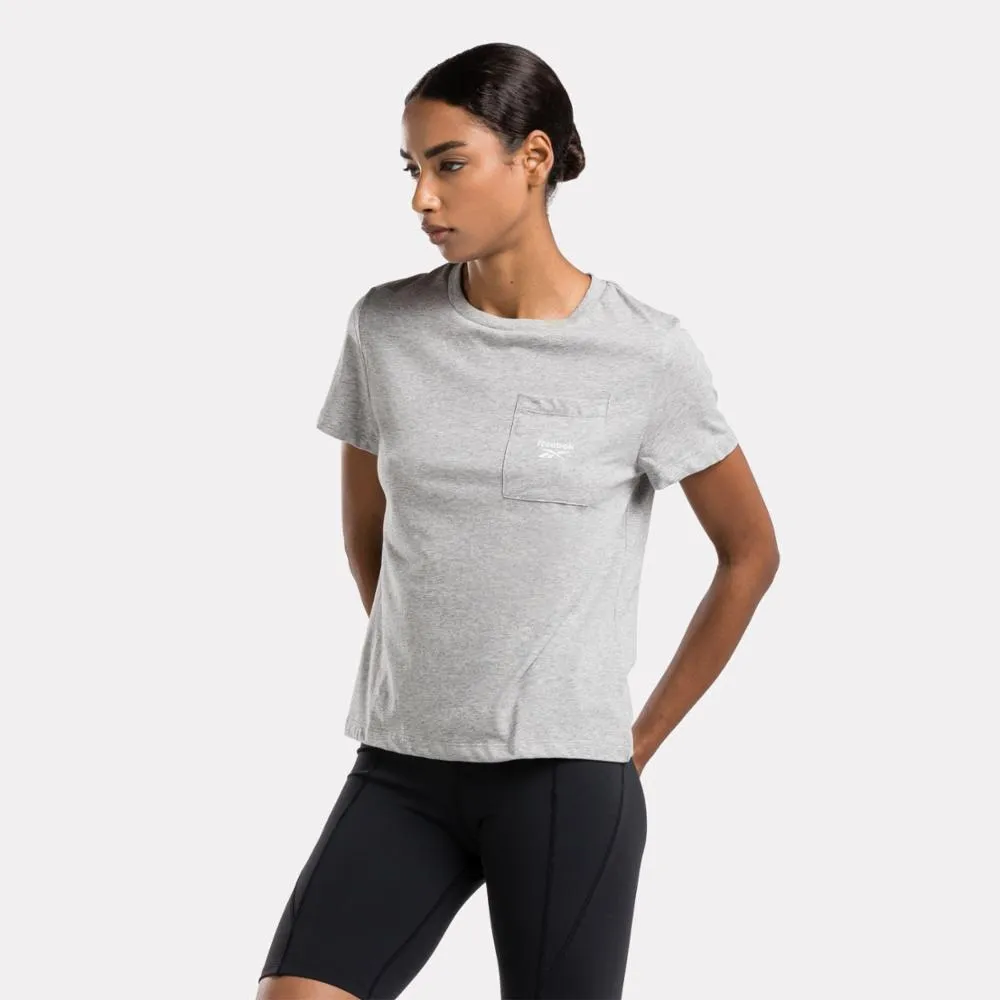 Reebok Apparel Women Reebok Identity Pocket T-Shirt MEDIUM GREY HEATHER sold by Reebok