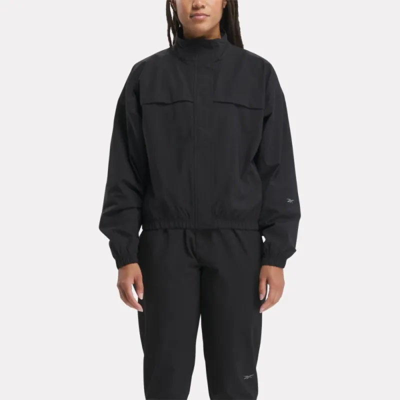 Reebok Apparel Women Active Collective SkyStretch Woven Jacket BLACK sold by Reebok